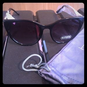 LOFT Black Flat Lens Cateye Sunglasses